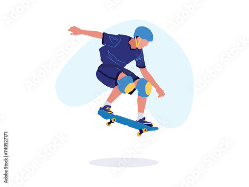 Boy doing skating using skate board