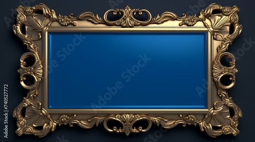 A blue frame with gold decoration