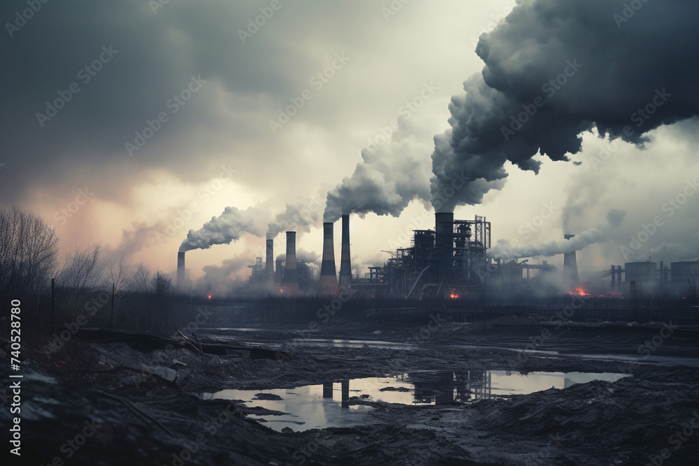 Industrial Impact Power plants indicate environmental pollution