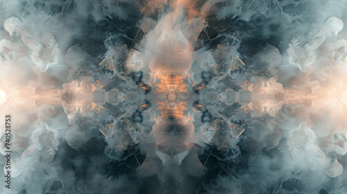 Fragmented mirrors reflecting kaleidoscopic patterns in a smoky, high-definition realm