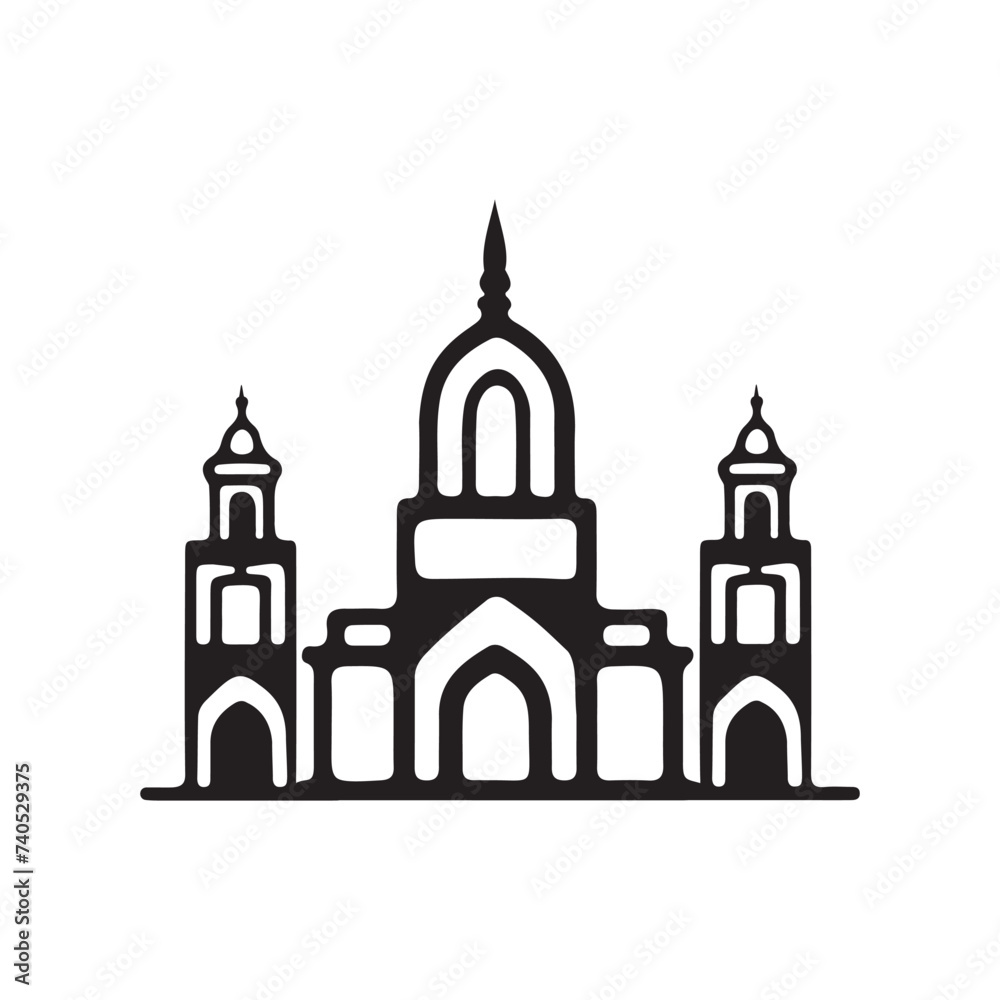 Church Illustration Vector, silhouette of the cathedral of the world