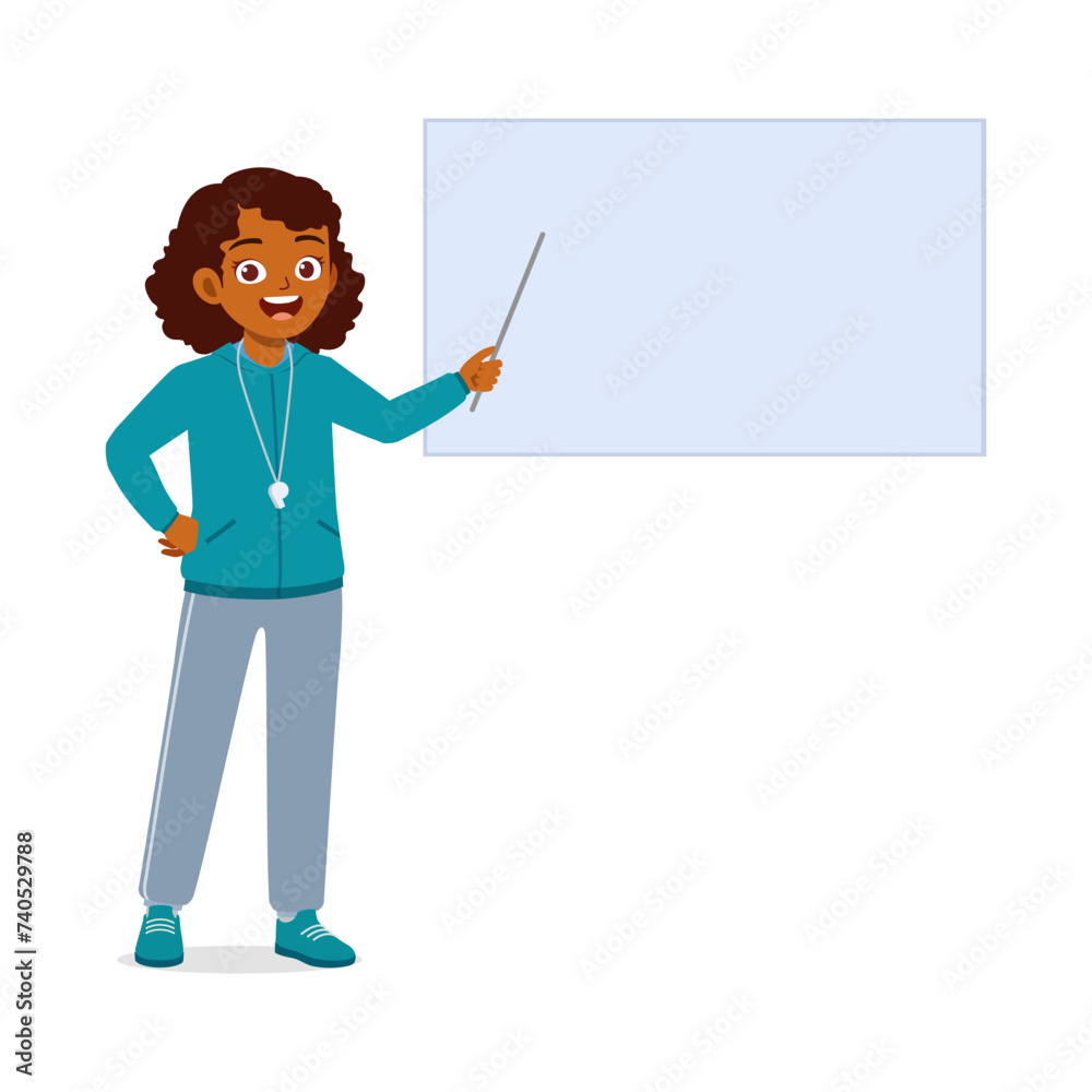 happy young physical education teacher explaining with board happy young physical education teacher explaining with board
