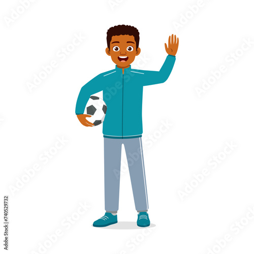 happy young physical education teacher holding ball