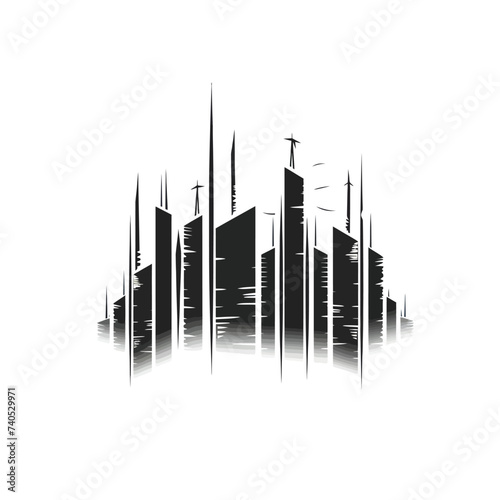 Vector black simple abstract construction logo element on white background Generative Ai