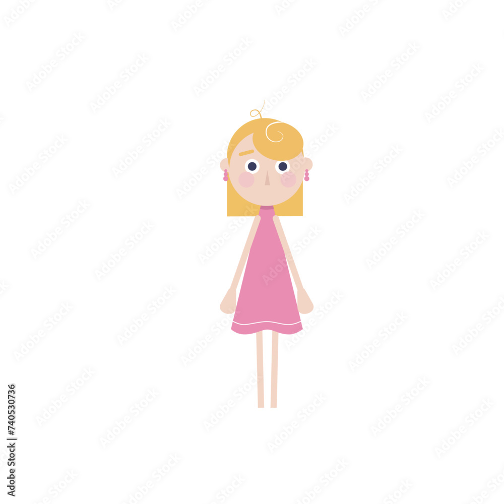 Flat Design Cartoon Girl Character: Versatile 2D Vector Illustration Flat Design Cartoon Girl Character: Versatile 2D Vector Illustration
