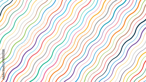 Colorful waves seamless design fabric pattern with rainbow colours zig-zag design curve lines 