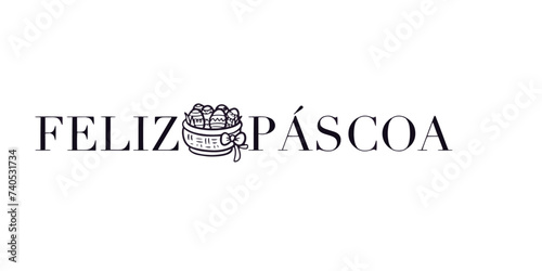 vector text in Portuguese happy easter 