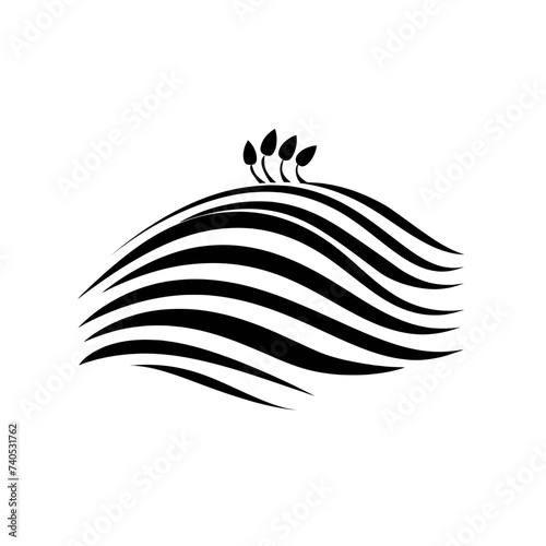 Black simple abstract farming logo element on white background Generative Ai