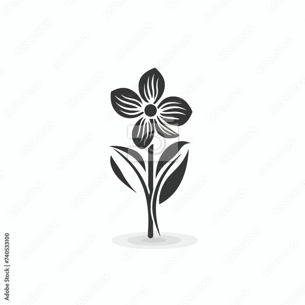 Black simple abstract flower logo element on white background Generative Ai Black simple abstract flower logo element on white background Generative Ai