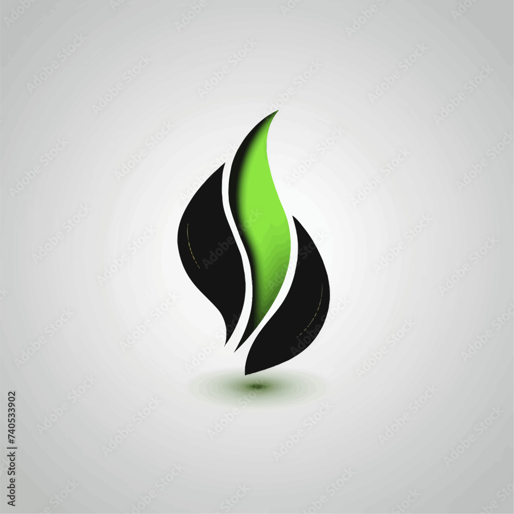 Black simple abstract green energy logo element on white background Generative Ai Black simple abstract green energy logo element on white background Generative Ai