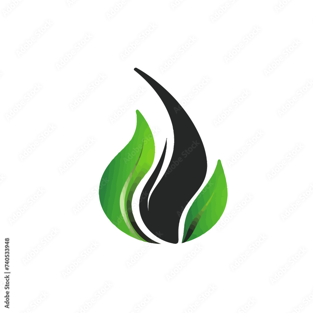 Black simple abstract green energy logo element on white background Generative Ai Black simple abstract green energy logo element on white background Generative Ai