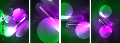 Abstract composition. Aglow in neon hues against the dark, radiating energy and allure, a captivating spectacle of vibrant luminescence