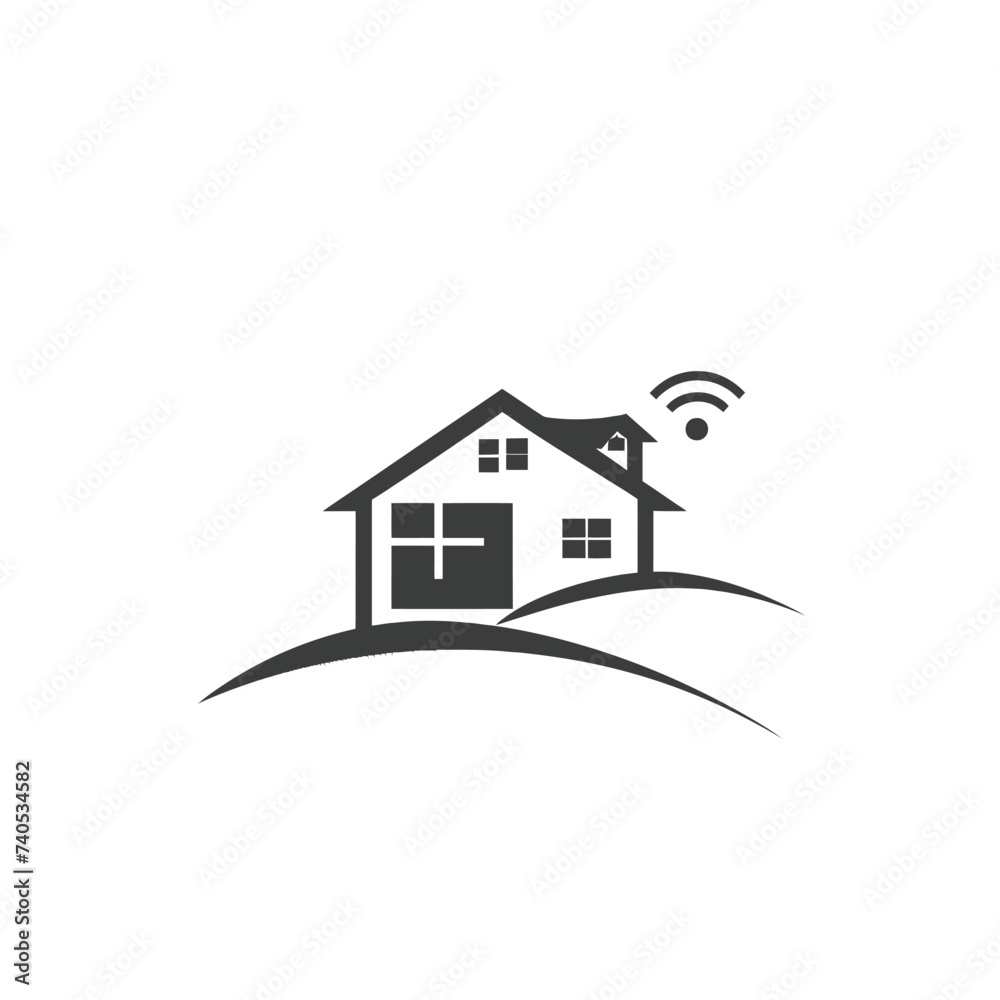 Black simple abstract house logo element on white background Generative Ai Black simple abstract house logo element on white background Generative Ai