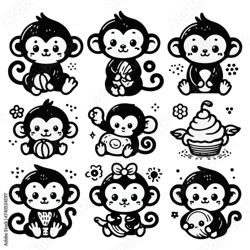 Cartoon monkey vector illustration (ID: 740534597)