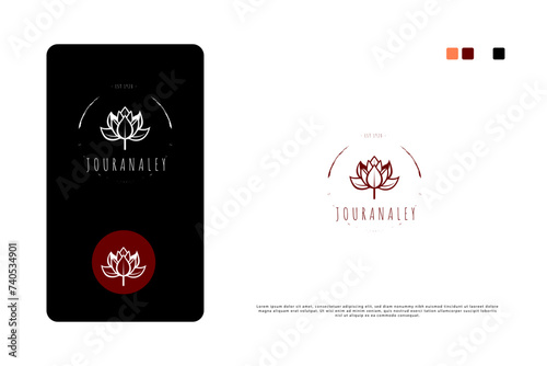 Lotus flower logo design, minimal style classical retro template