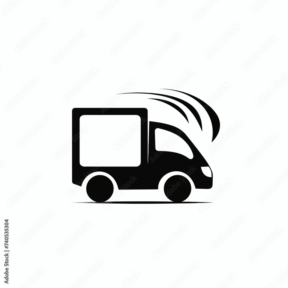 Black simple abstract package delivery logo element on white background Generative Ai