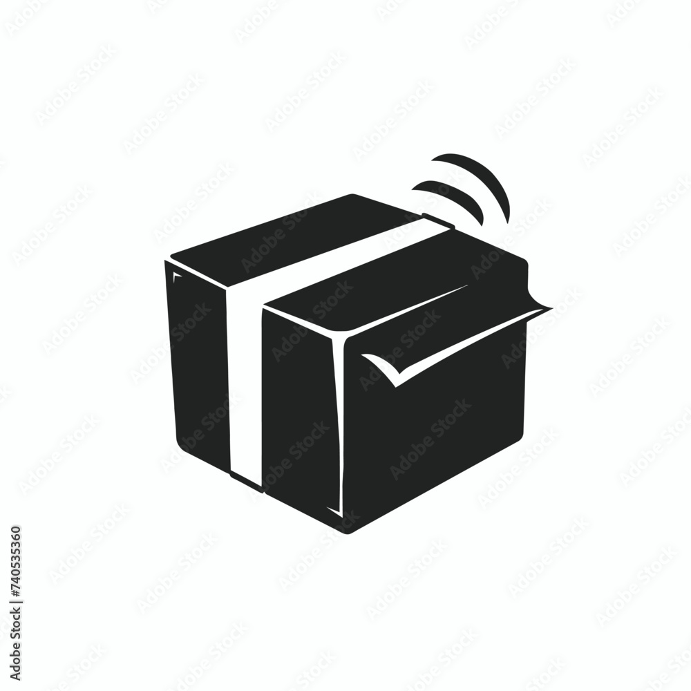 Black simple abstract package delivery logo element on white background Generative Ai Black simple abstract package delivery logo element on white background Generative Ai