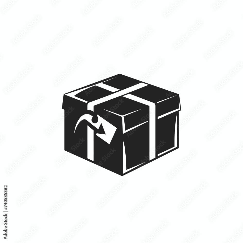 Black simple abstract package delivery logo element on white background Generative Ai Black simple abstract package delivery logo element on white background Generative Ai