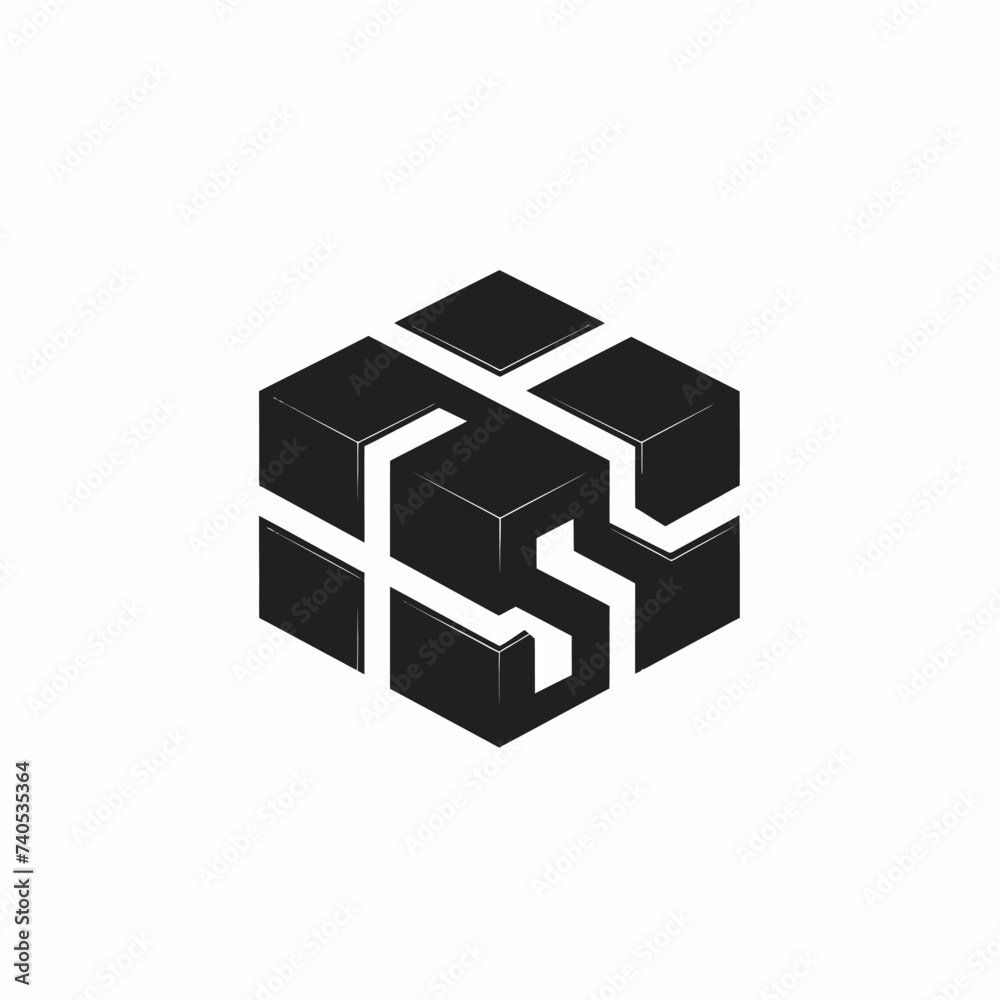 Black simple abstract package delivery logo element on white background Generative Ai Black simple abstract package delivery logo element on white background Generative Ai