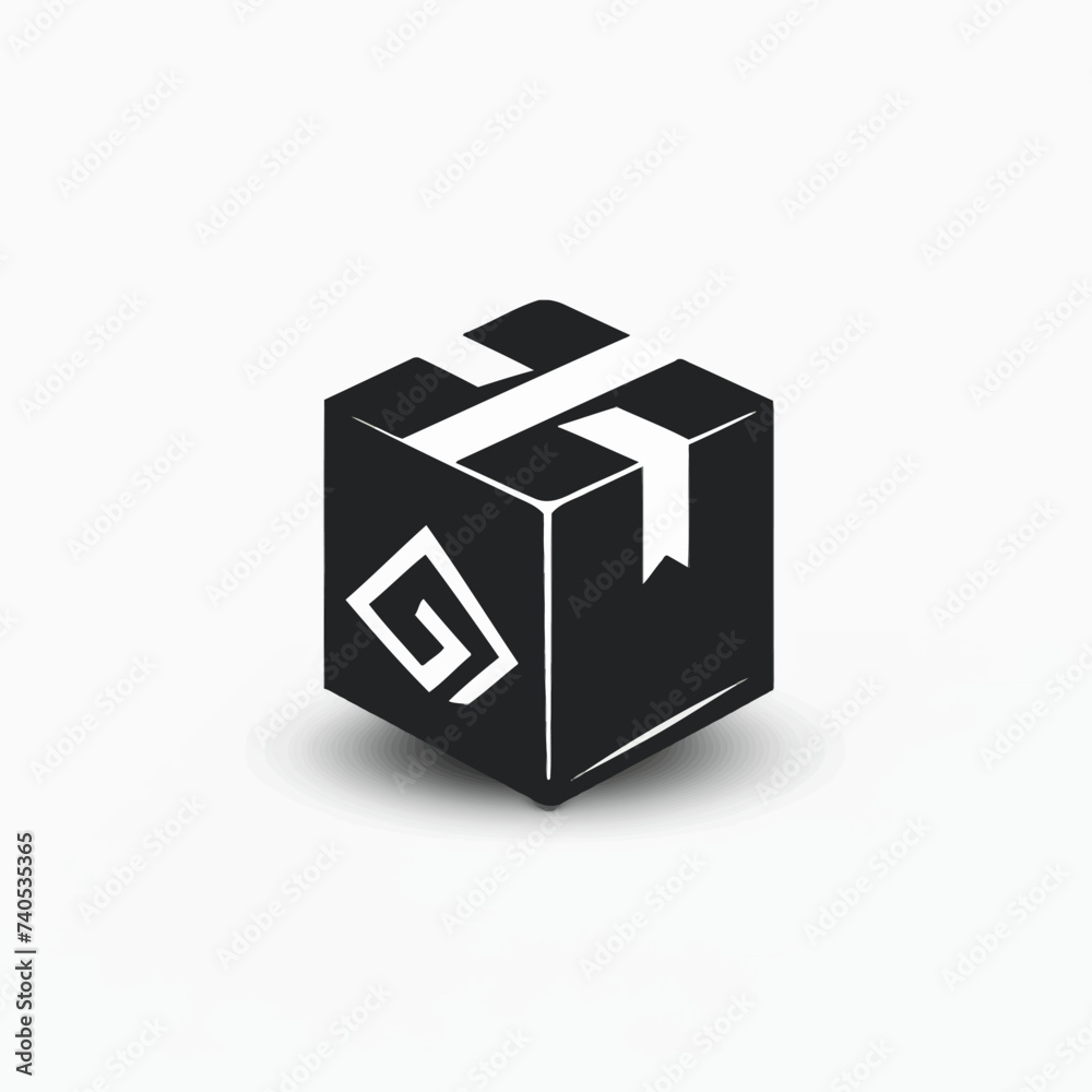 Black simple abstract package delivery logo element on white background Generative Ai Black simple abstract package delivery logo element on white background Generative Ai