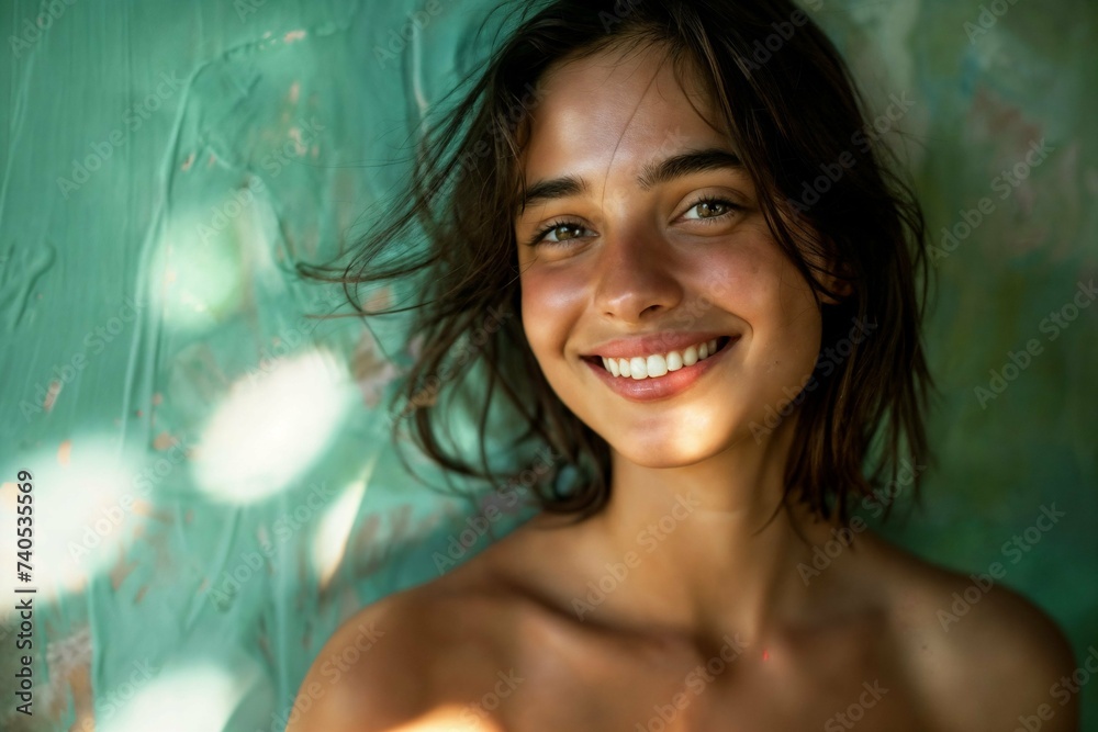 Portrait of young pretty happy woman in studio Portrait of young pretty happy woman in studio