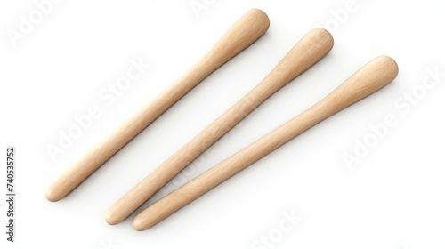 Set of wooden drumsticks isolated on white background