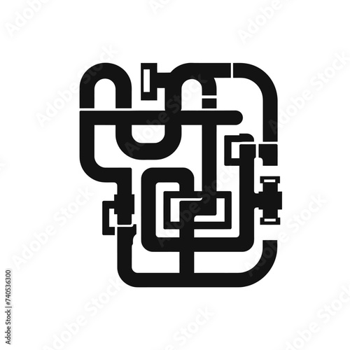 Black simple abstract plumbing logo element on white background Generative Ai