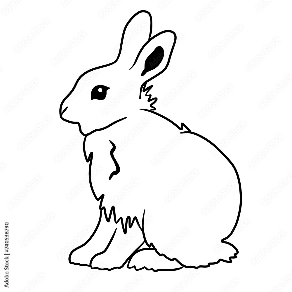Obraz premium Rabbit Black Lines Vector Coquette Series Cute