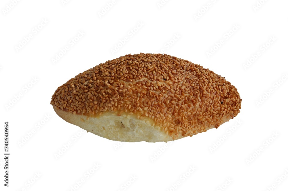 Pogaca with sesame, traditional Turkish breakfast, isolated on white background Pogaca with sesame, traditional Turkish breakfast, isolated on white background