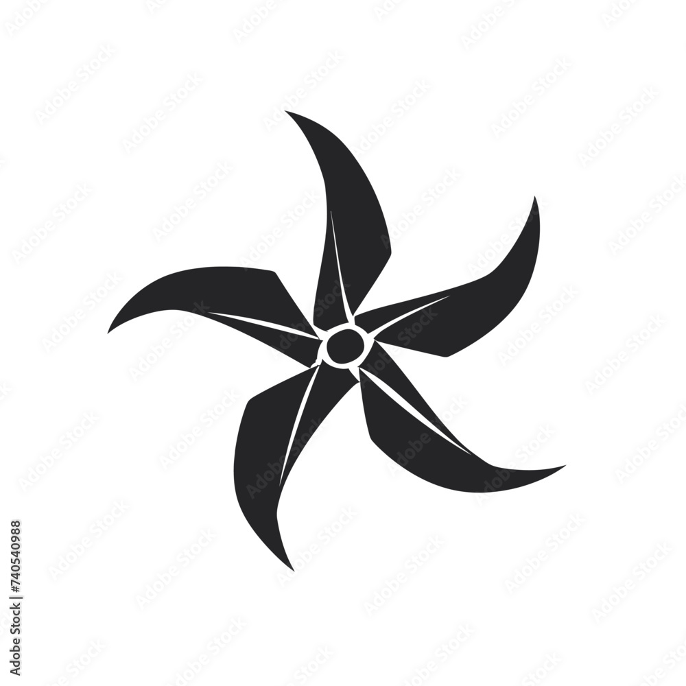 Black simple abstract wind generator logo element on white background Generative Ai