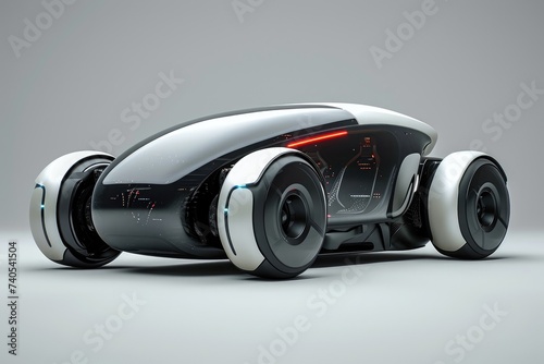 A high-resolution image showcasing a cutting-edge futuristic car featuring a sleek design and advanced technologies, Concept of a self-driving electric car, AI Generated © Iftikhar alam