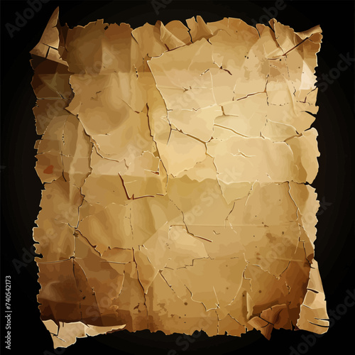 Old paper with the effect of worn edges on black background Generative Ai