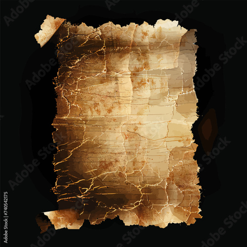 Old paper with the effect of worn edges on black background Generative Ai