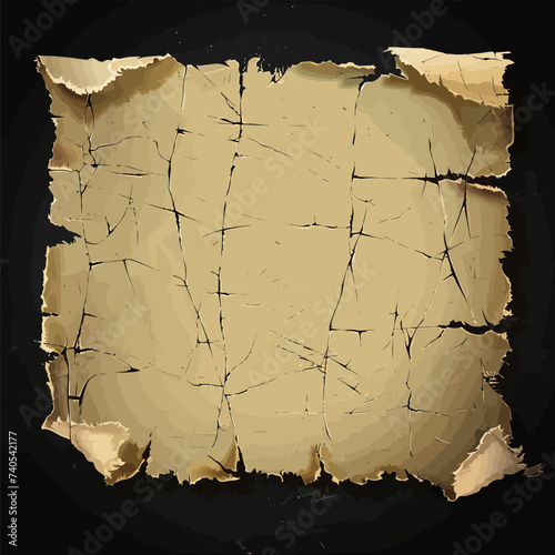 Old paper with the effect of worn edges on black background Generative Ai