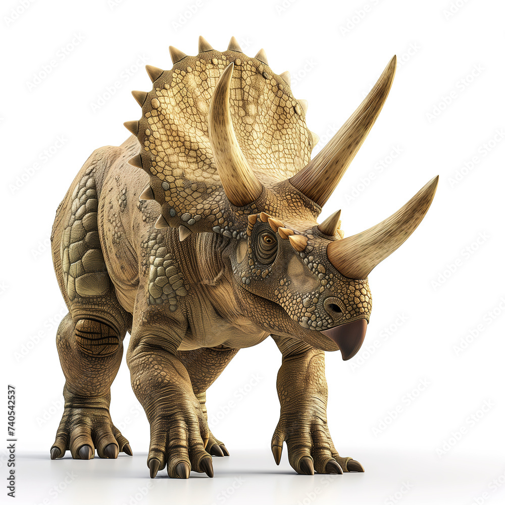 Fototapeta premium Triceratops, realistic illustration of the dinosaur isolated on white background