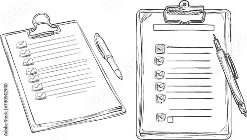 Clipboard with checklist. Continuous line one drawing