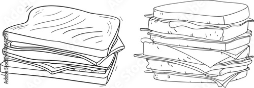 One single line drawing of fresh sandwich logo vector graphic art illustration
