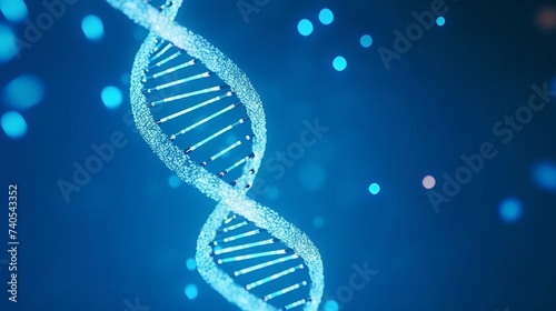 Blue dna chromosome on blue background for cosmetics products