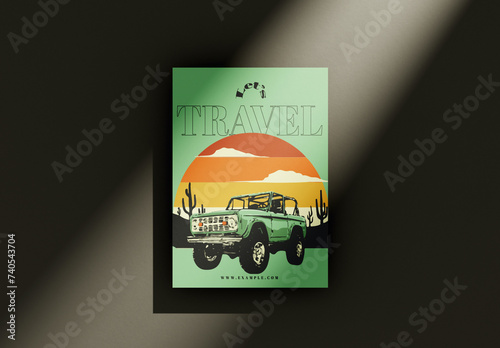 Green Retro Travel Promotion Flyer (ID: 740543704)