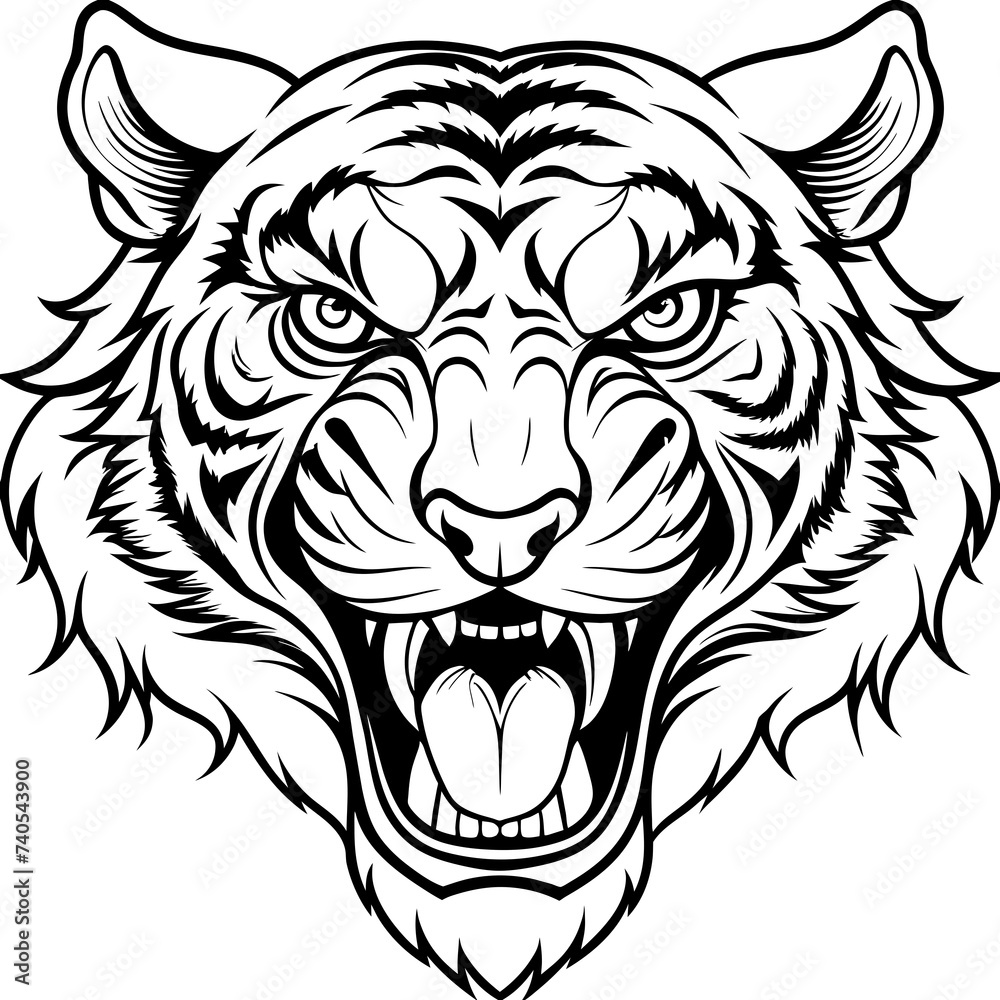 Angry Roaring Lion Head: Isolated Icon in Vector Illustration