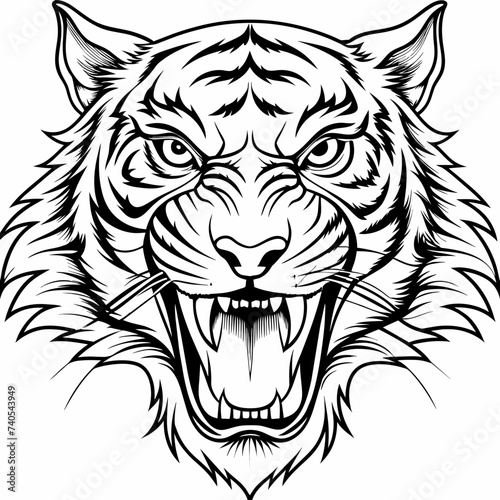 Angry Roaring Lion Head: Isolated Icon in Vector Illustration photo