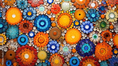 Colorful artwork from little glass pieces mosaic with round forms