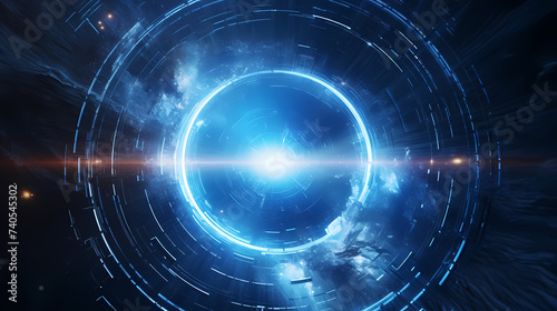 Artificial intelligence background, blue world network circuit future technology background