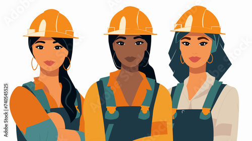 Diverse workers isolated flat cartoon people vector set. Builders and architects, repairman and engineers, women and men industrial worker in uniform. Project managers, and employees in helmets