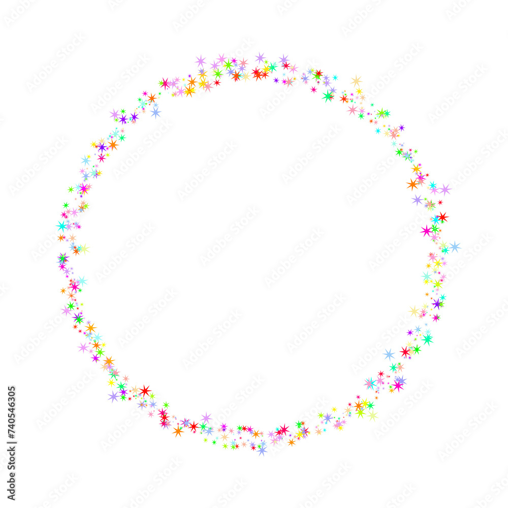 round frame made of stars of various sizes and colors