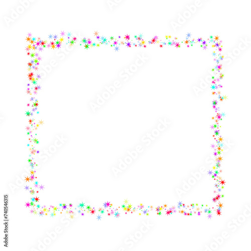 square frame made of stars of various sizes and colors