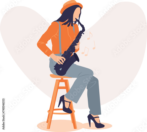 Girl playing saxophone