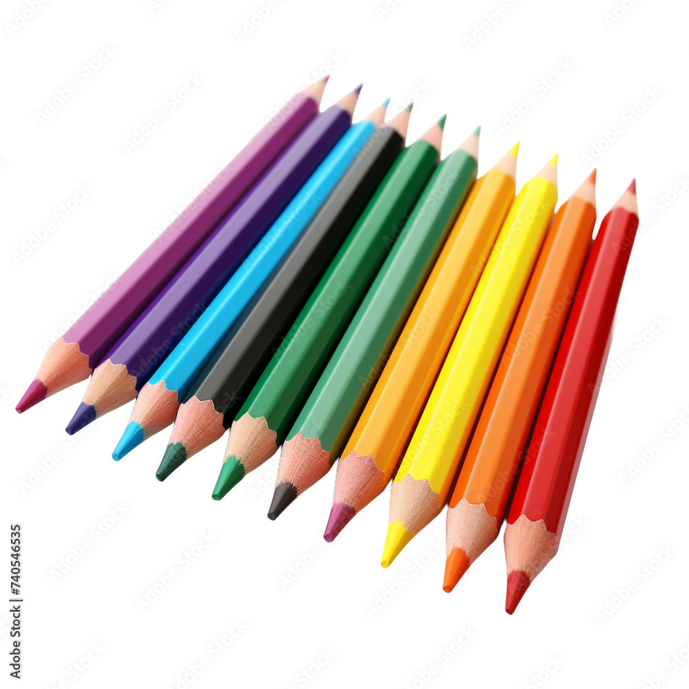 Multiple colored pencils isolated on transparent background Multiple colored pencils isolated on transparent background