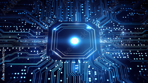 Artificial intelligence background, blue world network circuit future technology background