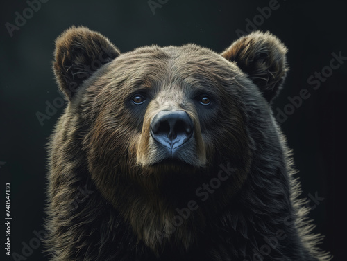 Stunning portrait of a bear, isolated on black background 